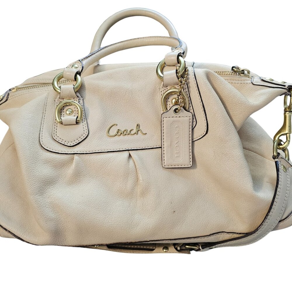 COACH Ashley Leather Satchel - cream